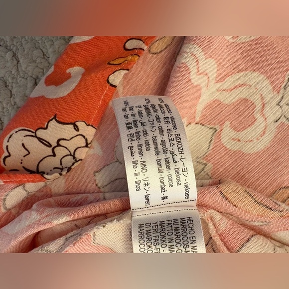 Zara drop waist printed midi dress coral orange size small - Picture 14 of 16